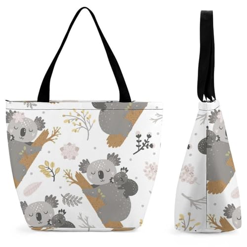 Sac à main fleurs et koala grand format pour femme élégante