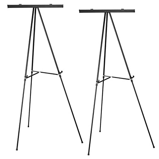 Excello Global Products Aluminum Flip-Chart Presentation Easel Stand: 2-Pack with Telescoping Legs, 70 Inches (Black)