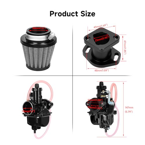 Image of FVRITO VM22 26mm Carburetor Jet Kit for Predator 212cc 196cc Coleman CT200U CT200U-EX BT200X Mini Bike KT196 Go Kart Baja Warrior GX200 Clone Engine with Air Filter Intake Manifold Performance Parts