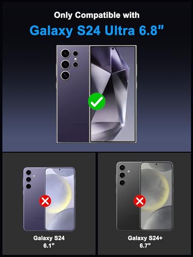 Image of Vihibii for Samsung Galaxy S24 Ultra Back Cover with Card Holder (4 Cards) & Slide Camera Cover & Kickstand, Shockproof Rugged Hard Back & TPU Soft Edge Case for Galaxy S24 Ultra, Dark Purple