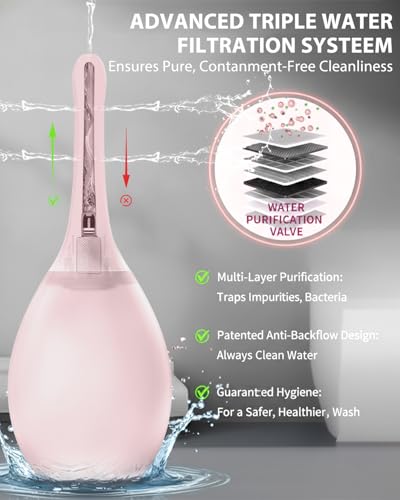 Image of Enemas Anal Douches Anti Backflow-Enema Bulb and Anal Cleaner for Men & Women, Reusable Douche Bottle for Women - Shower-Compatible Cleaner for Men, Easy to Use & Travel Friendly,Pink