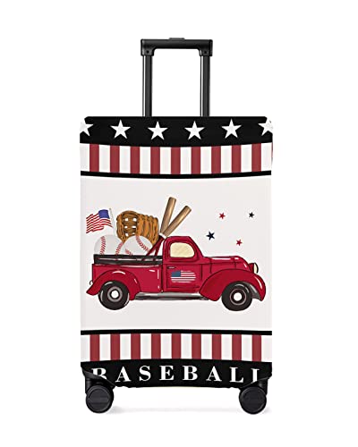 Travel Luggage Cover Small Suitcase Cover Fit for 19-21 Inch Luggage Luggage Protector Suitcase Cover Scratchproof Red American Truck with Baseball Checkerboard Luggage Cover Protector for Suitcase