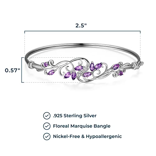 MORGAN & PAIGE .925 Sterling Silver Rhodium Plated Gemstone Elegant Bangle Bracelets for Women - Filigree Two-Tone Created Blue Sapphire & Cubic Zirconia or Genuine Amethyst & White Topaz, 7.25 inch3