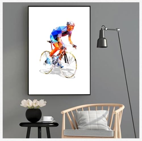 Impression d'art sur toile cycliste geometrique tableau haut de gamme - 3