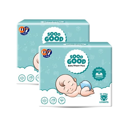 Image of MYAID High Absorption Sooo Good Baby Diaper Pant, XL Size (12-17 kg), 6 Pant - (Pack of 2)