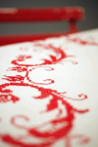Image of Vervaco Cross Stitch Tablecloth Kit Red Decoration 32 inch x 32 inch