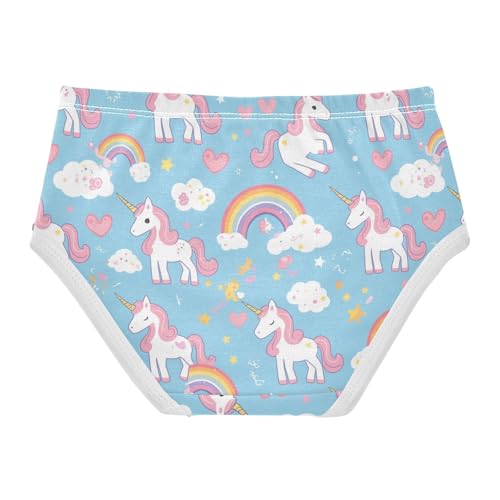 Wusikd Cute Unicorns Rainbows Girls' Underwear Cotton White Stars Clouds Girls Briefs Soft Toddler Underwear 2T2