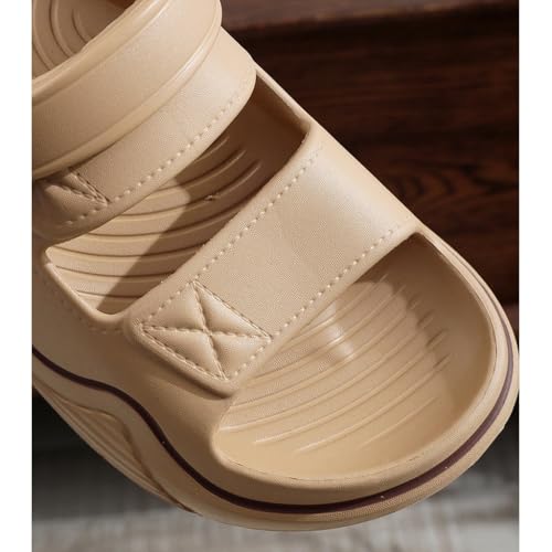 XUEMML Slippers for Men Summer Outdoor, Thick Sole Non-Slip Lightweight Open-Toe Shower Shoes Arch Support Sandals(Gray,41/42 EU)4