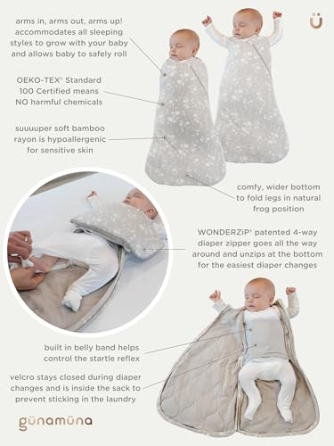 Image of GUNAMUNA Swaddle Sleep Sack for Babies Infants and Toddlers, Easy Diaper Changes, 1.0 TOG