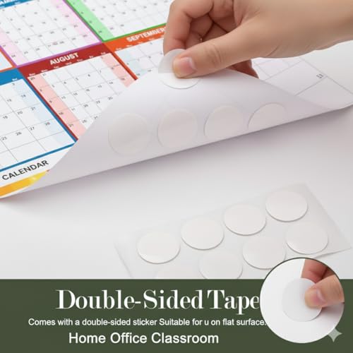 Image of ThinkCrafts 2026 Wall Calendar Daily Planner, Large Format 28.5x19 Inches, Writable Surface with Color Dot Stickers, 12 Month (F, 20x30)