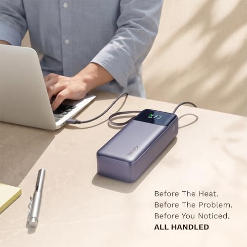 Image of GRAVL Forge 130, 20000mAh Laptop Power Bank, 130W Fast Charging, iPhone Android, Flight Safe, Type-C Cable, Smart Display (Gray)