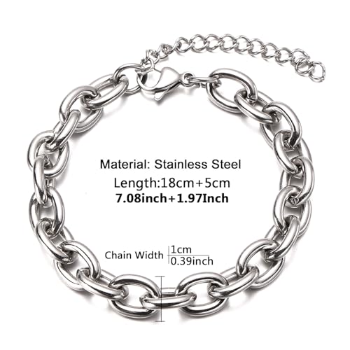 Pulsera de cadena gruesa de acero inoxidable para mujer y hombre miniatura 2