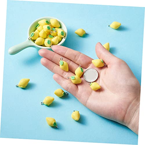 SEWACC 40 Pçs Para Fazer Encantos Pulseira Ornamento Achados Jóias De Resina Limão Pingente De Pende