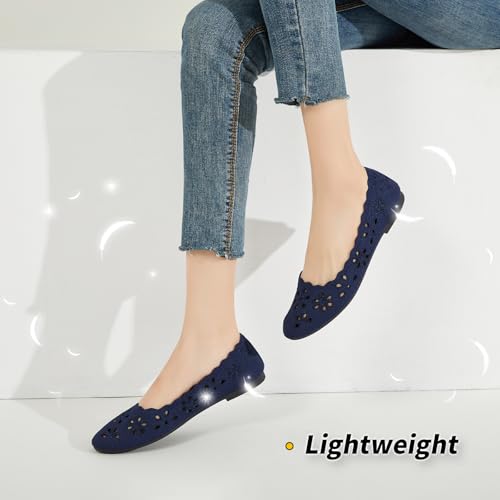 Image of BABUDOG Mesh Ballet Flats Shoes for Women,Womens Flats Dressy Comfortable,Women's Dress Shoes with Flower Eyelets,Slip on Casual Walking Flats