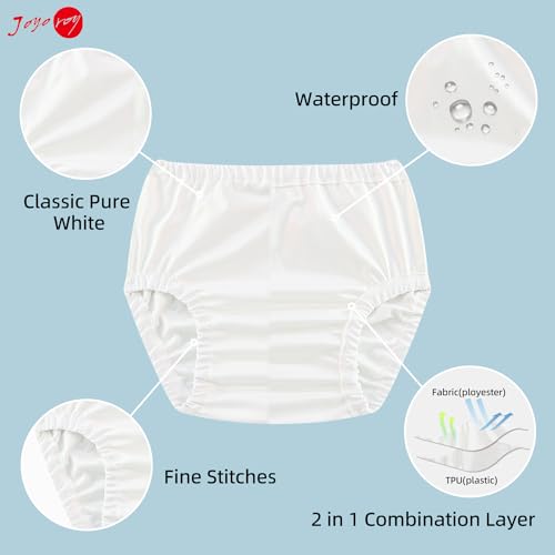 Joyo roy 4 Pcs White Cloth Diaper Covers for Girls Waterproof Plastic Underwear for Toddlers Reusable Rubber Pants for Potty Training 3T Unisex Diaper Cover Soft Plastic Underwear for Potty Training