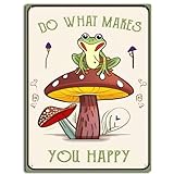 Photo Gallery xitangyouyu targa in latta vintage con divertente rana e fungo decorativo per halloween, con scritta in lingua inglese "do what makes you happy", decorazione da parete per la casa, idea regalo, 15,2 x Photo Gallery xitangyouyu targa in latta vintage con divertente rana e fungo decorativo per halloween, con scritta in lingua inglese "do what makes you happy", decorazione da parete per la casa, idea regalo, 15,2 x