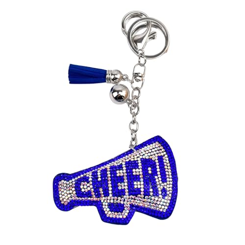 Hujnagh Cheer Keychain - Rhinestone Cheerleading Bag Charms for Purses and Handbags Sparkly Backpack Accessories for Women Team Spirit Athletic Keyring for Sport Fans and Athletes