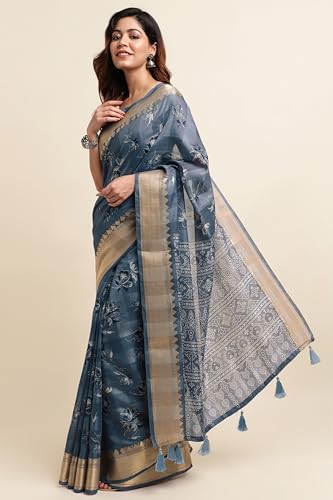 Image of MIRCHI FASHION Women Saree Cotton Blend Kalamkari Printed | Comfortable Office and Regular Daily Use Sari with Unstitched Blouse Piece