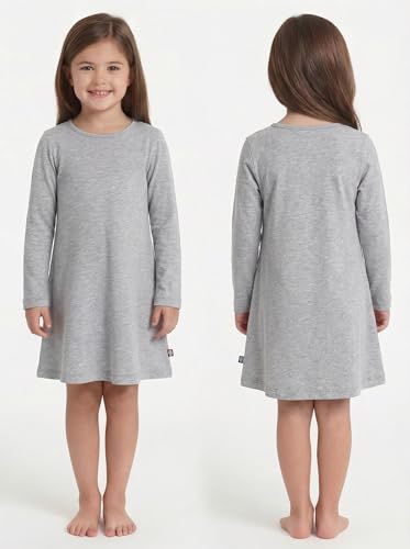Image of City Threads Girls' 100% Cotton Long Sleeve Dress - Active Kids School, Playing, Parties - Made in USA