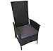 KMH®, Polyrattan Hochlehner Tjorben schwarz incl. Kissen (stufenlos verstellbare Rückenlehne - 4 String) (#106005)