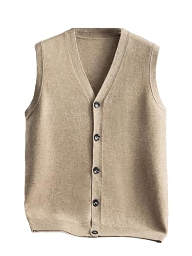 Dcvmvmn Men's V-Neck Cashmere Waistcoat Winter Button Sleeveless Cardigan Sweater Business Casual Warm Vest
