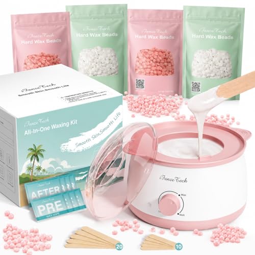 iFanzeTech Chauffe Cire Epilation Appareil Chauffe-cire: Kit Cire Épilation avec 400g Perles de Cire et bol silicone, Chauffe 10 mins, Pour Maillot, Visage,...