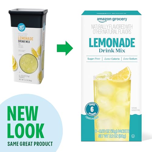 Image of Amazon Grocery, Lemonade Drink Mix Singles, 3.2 Oz