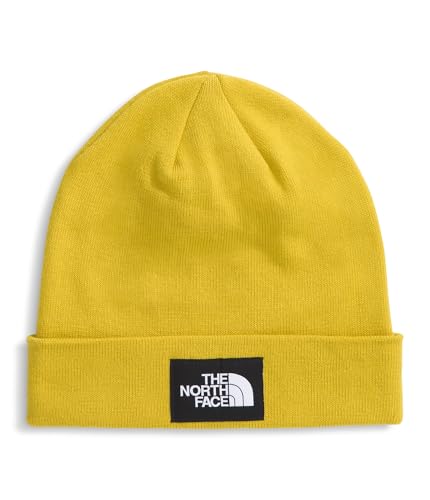 The North Face Dock Worker Recycled Beanie | Deep Fit Cuffed Winter Hat for Men & Women with Woven Logo Patch Dijon Yellow One Size