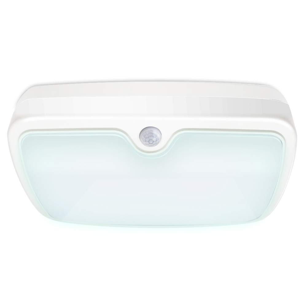EXTRASTAR 10W PIR Motion Sensor LED Ceiling Light, 80W Incandescent Equivalent Panel Light, 800LM Mount Security Wall Lights for Bathroom, Garage, Hallway, Basement - 6500K Daylight