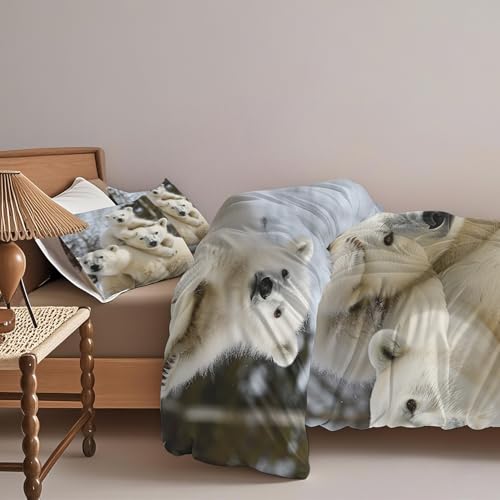 Housse de couette microfibre de qualité supérieure avec imprimé ours polaire