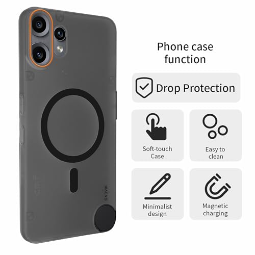 Image of Compatible for CMF by Nothing Phone 2 Pro Frosted Translucent Hard Back | Only Compatible with Wireless Magnetic Accessories | Thin and Slim Magnetic Back Cover (Black)