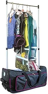 Travolution 23 Inch Garment Rack Duffel with Wheels, Black/Pink