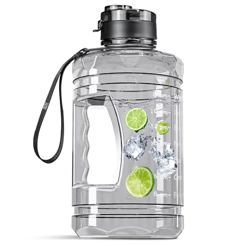 QD.SUZEE Large Water Bottle with Motivational Time Marker, 74oz Water Jug with Handle Leak-Proof...
