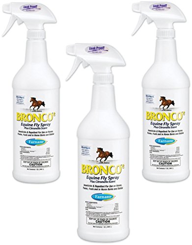 (3 Pack) Farnam Home and Garden Bronco Equine Spray with Citronella Scent, 32-Ounce