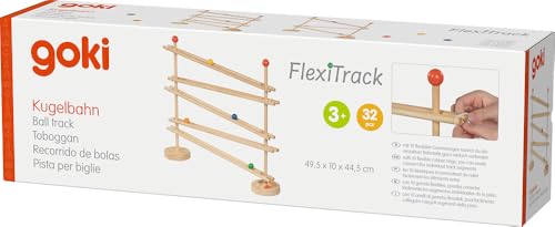 Circuit à billes FlexiTrack goki 53768 en bois de 32 pièces