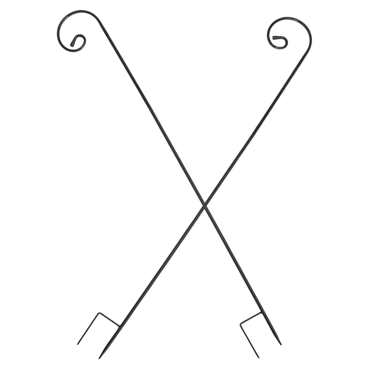 Crochets en fer noir multi-fonctionnels pour jardin lot de 2 supports rigides anti-rouille