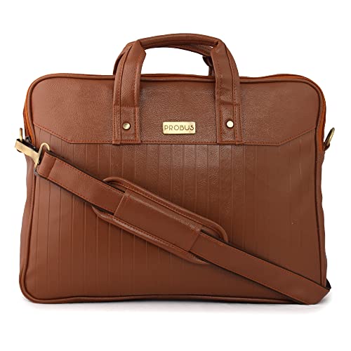 Image of Probus 13-Inch / 14 Inch / 15.6 Inch Vegan Leather Laptop Messenger Bag Sleeve Case Cover for MacBook Office Executive