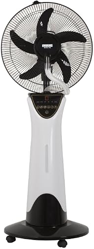 Eurolux Rechargeable Portable Mist Fan with LED Emergency Light, White/Black