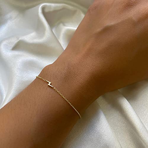 Mideeo 14K Gold Filled Tiny Lightning Bolt Bracelet Thin Gold Charm Bracelet Dainty Lighting Bracelet For Women Hand Jewelry #TOP1