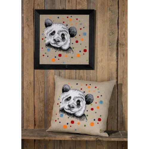 Broderie au point de croix panda Permin en toile premium et fils de coton