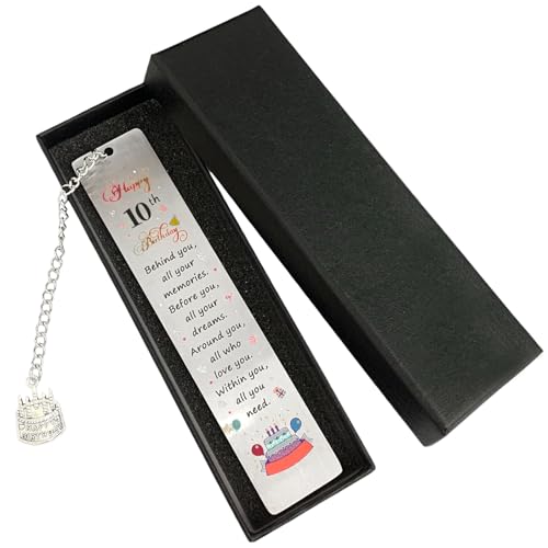 UTXN Segnalibro in Acciaio Inossidabile per Bambine di 10 Anni, Regalo per Decimo Compleanno con Scatola Regalo