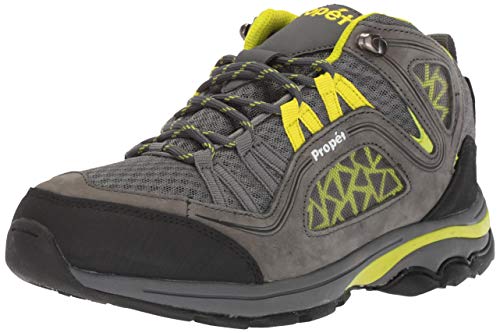 Propet Women's Peak Hiking Boot, Dark Grey/Lime, 9 Wide
