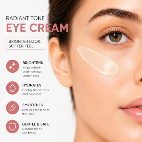 Radiant Tone Brightening Eye Cream, Hydrating Firming Eye Moisturizer for Dark Circles, Puffiness & Fine Lines, Revitalizes Dull Tired Eye Skin，1.06 oz — view 3