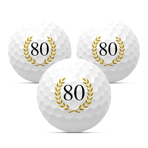 Golfbälle'80' zum Geburtstag 3er Set Golfgeschenk Golf Geburtstagsgeschenk Geschenk Geschenkidee Jubiläum Jahrestag Happy Birthday 18 20 22 25 30 33 35...
