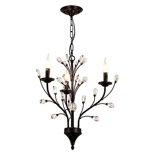 Lustre en cristal branche vintage avec finitions haut de gamme pour plafond de salon