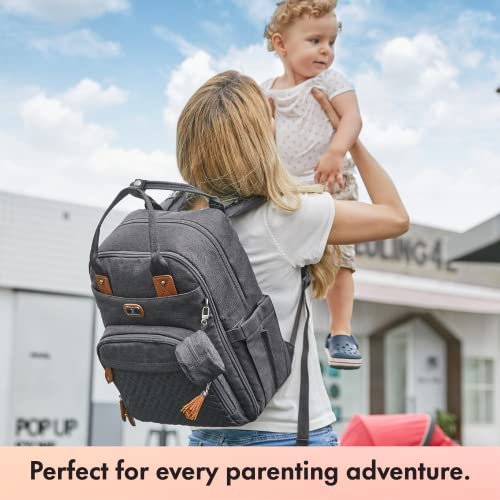 Diaper Bag Backpack with Portable Changing Pad, Pacifier Case and Stroller Straps