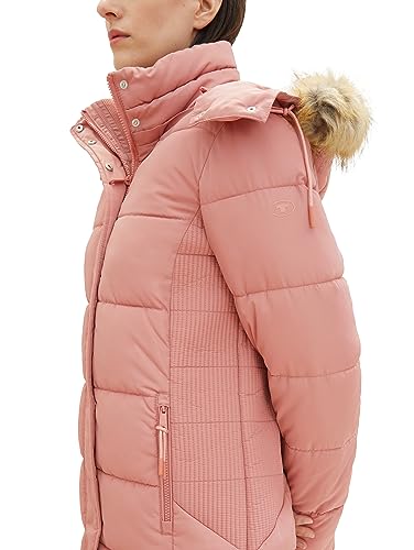 TOM TAILOR Damen Puffer Mantel mit Kapuze , fading rose, XL – Ansicht 6