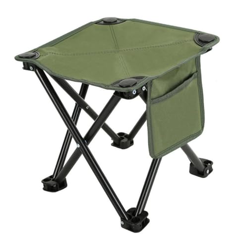 kowaku Portable Folding Camping Stool with Side Pocket Sturdy Small Foldable Chair Footstool for Garden Walking Barbecue Patio Beach