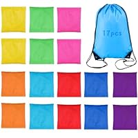 Xerteam 16 Stück Cornhole Säckchen Wurfsäckchen Bohnensäckchen Set, Sandsäckchen 8x8cm, Bean Bags Wurfspiel Outdoor, Wurfsäckchen Bunt, Wurfspiel Set für Outdoor Partyspiele