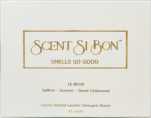 Scent Si Bon Luxury Scented Laundry Detergent Sheets, 60 Loads, Le Beige Scent Inspired by Baccarat Rouge 540, Eco-Friendly Formula, Biodegradable Detergent Strips, Liquid-Free Laundry Sheets